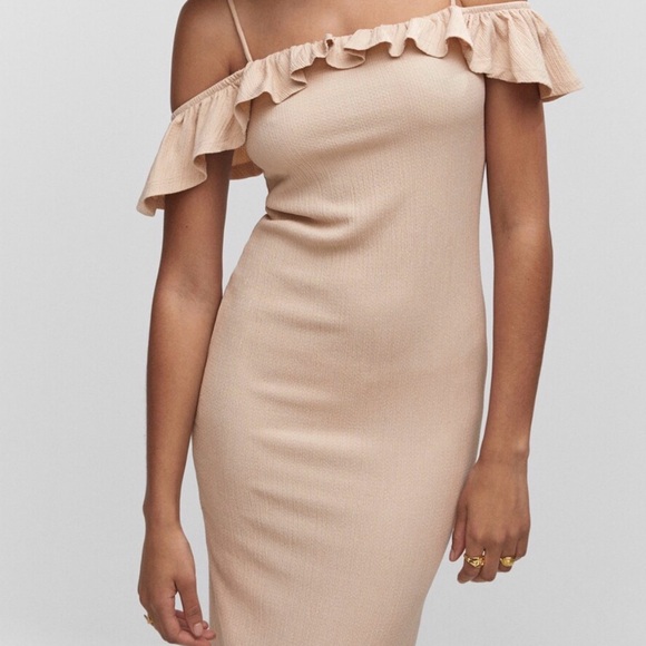 Mango One Shoulder Tan Dress - Picture 3 of 4